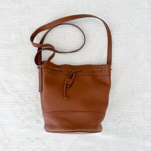 Jenni Kayne leather Mini drawstring bag in Saddle
